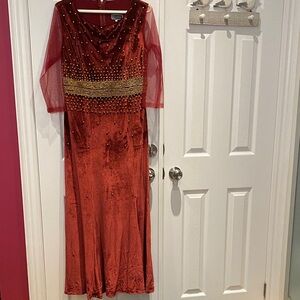 Zara Red Long Sleeve Beaded Dress